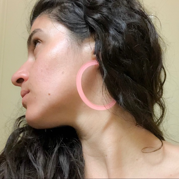 Jewelry - Neon Pink Half Hoops Acrylic Earrings